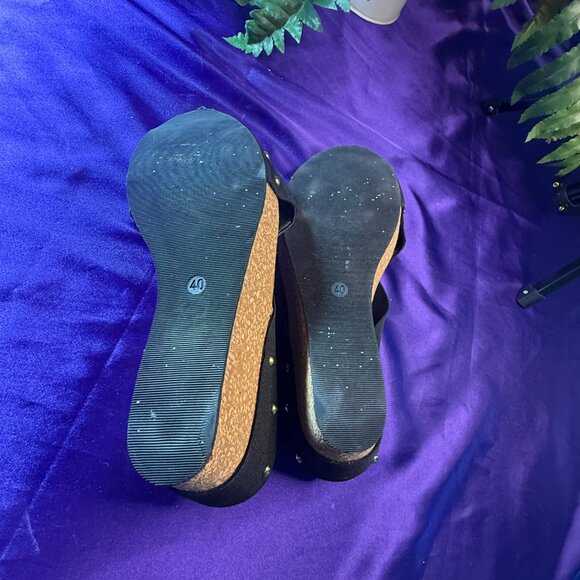 πCato Wedge Sandals Cork Heel Platform Slip-On with Elastic Straps - Picture 5 of 10